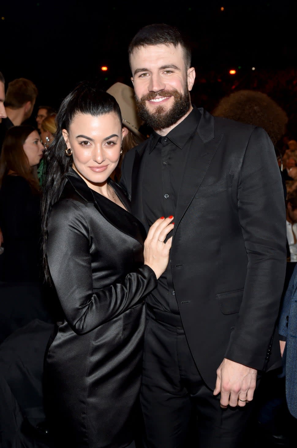 Hannah Lee Fowler and singer-songwriter Sam Hunt attend the 52nd annual CMA Awards at the Bridgestone Arena on November 14, 2018 in Nashville, Tennessee.