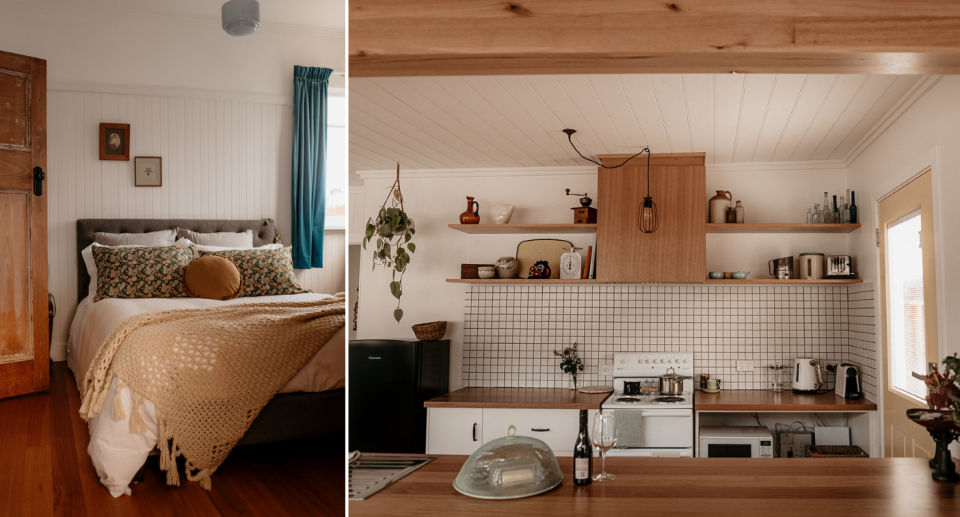 The Luttrell is a lovingly restored 1940s beach shack, straight over the road from Bellerive beach hosting beautiful city and mountain views. Photo: airbnb