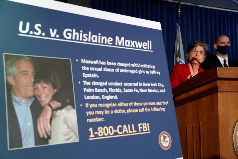 FILE PHOTO: Audrey Strauss, Acting United States Attorney for the Southern District of New York announces charges against Ghislaine Maxwel in New York