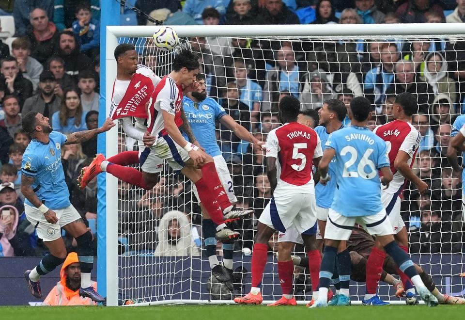 Gabriel headed Arsenal in front from a corner (Martin Rickett/PA) (PA Wire)