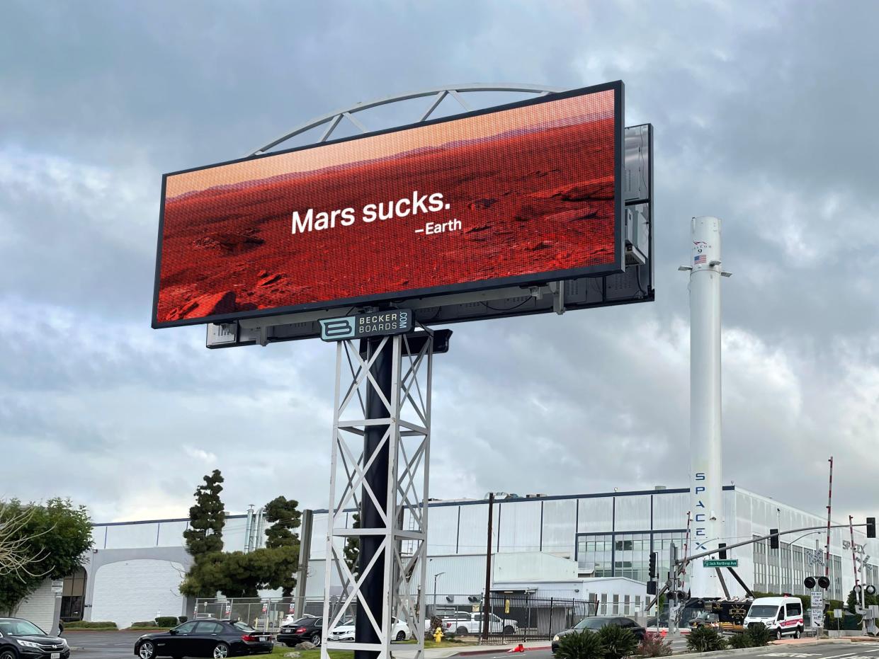 Mars sucks Billboard outside of the SpaceX headquarters