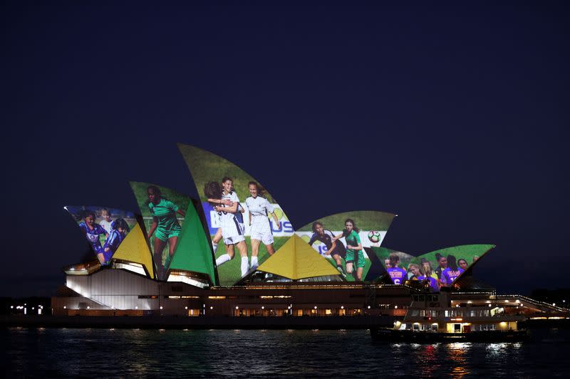 The Sydney Opera House lights up in celebration of Australia and New Zealand's joint bid to host the FIFA Women's World Cup 2023, in Sydney