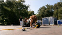 <p>This scene simply comprises of Chris Farley getting pelted by tennis balls. That’s all there is to it. That’s all it needs. (Credit: Paramount Pictures) </p>