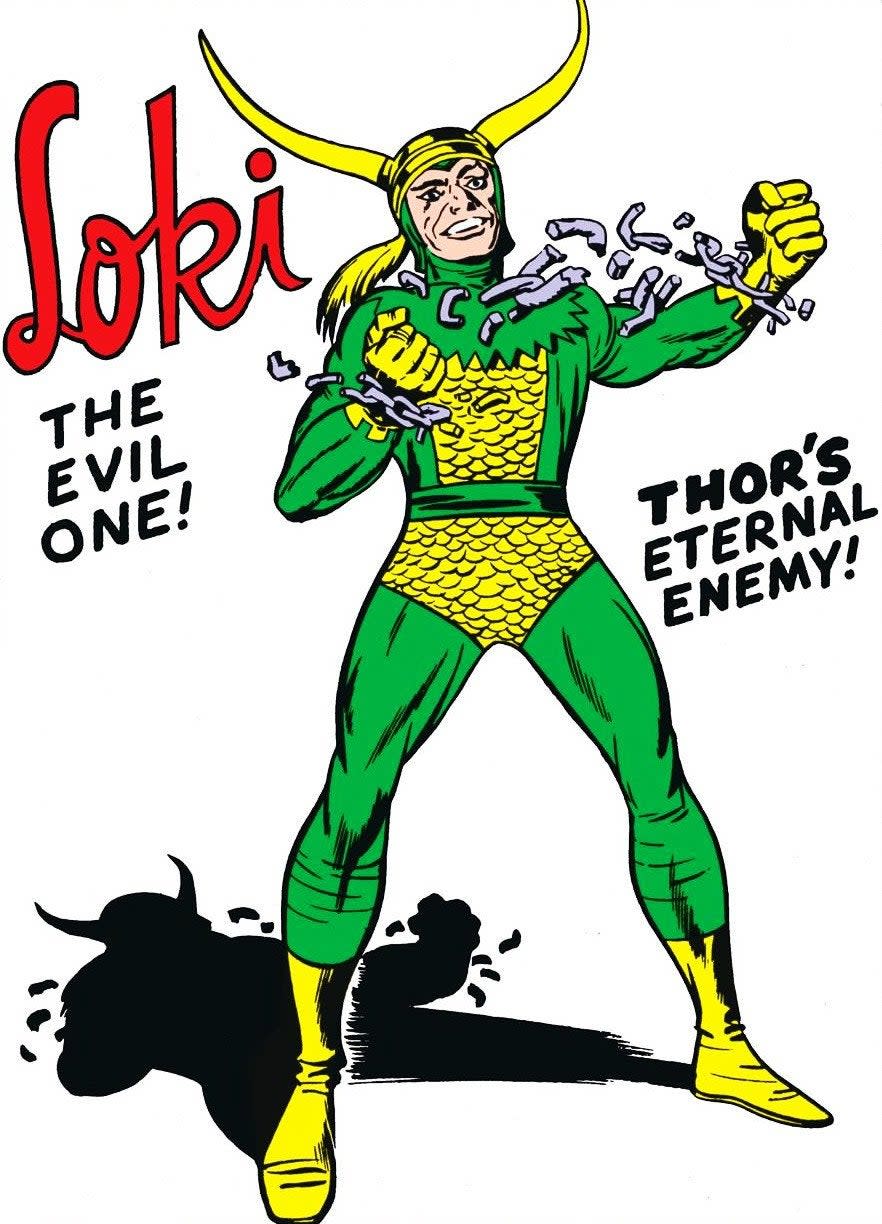 Loki, as drawn by Jack Kirby in the '60s Thor comics.