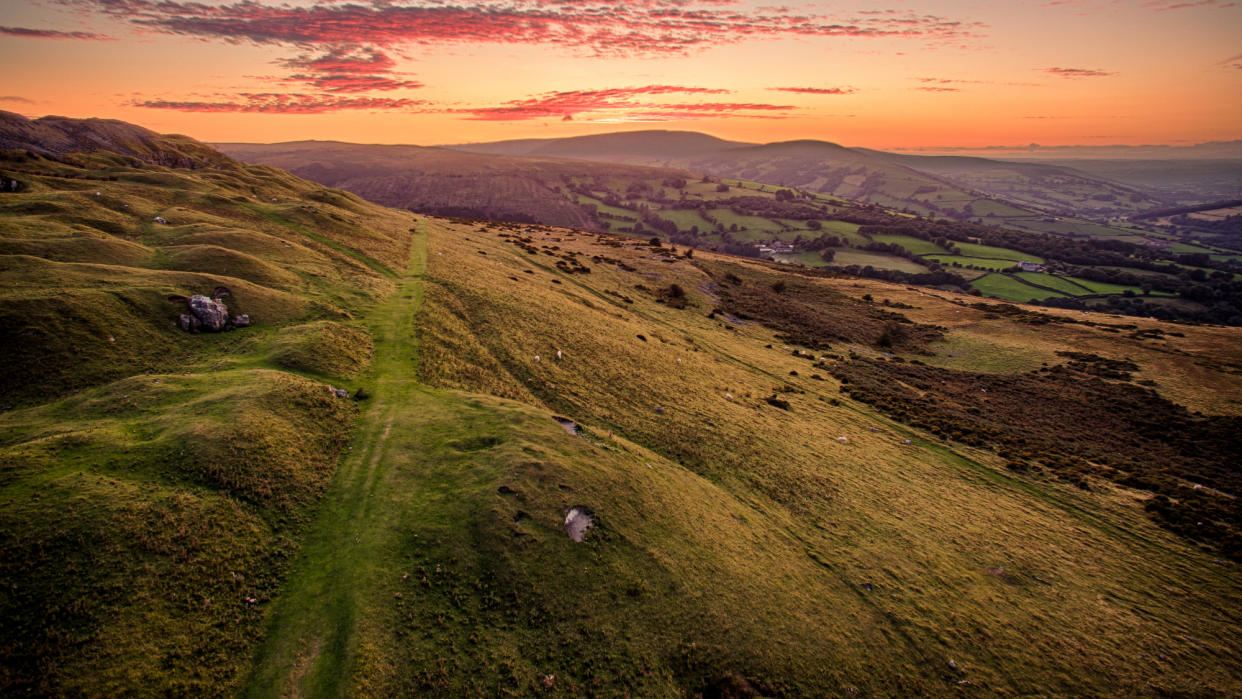  Sunset beyond the Brecon Beacons, Wales. 