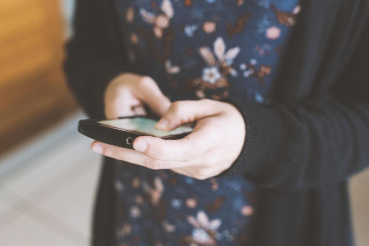 woman on iphone