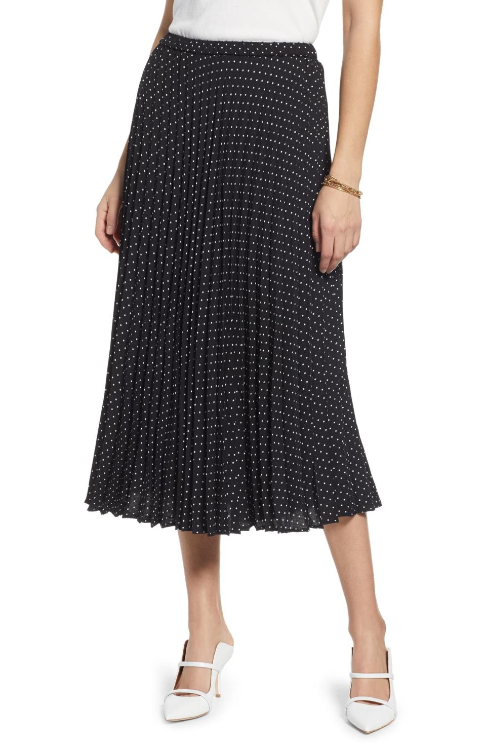 Halogen Pleated Midi Skirt. Image via Nordstrom.