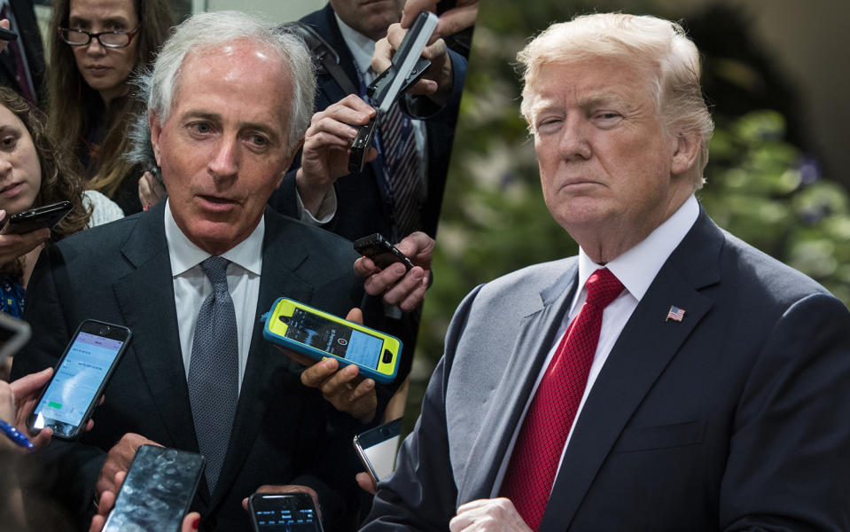 Sen. Bob Corker and President Trump (Photos: Drew Angerer/Getty Images; Jabin Botsford/The Washington Post via Getty Images)