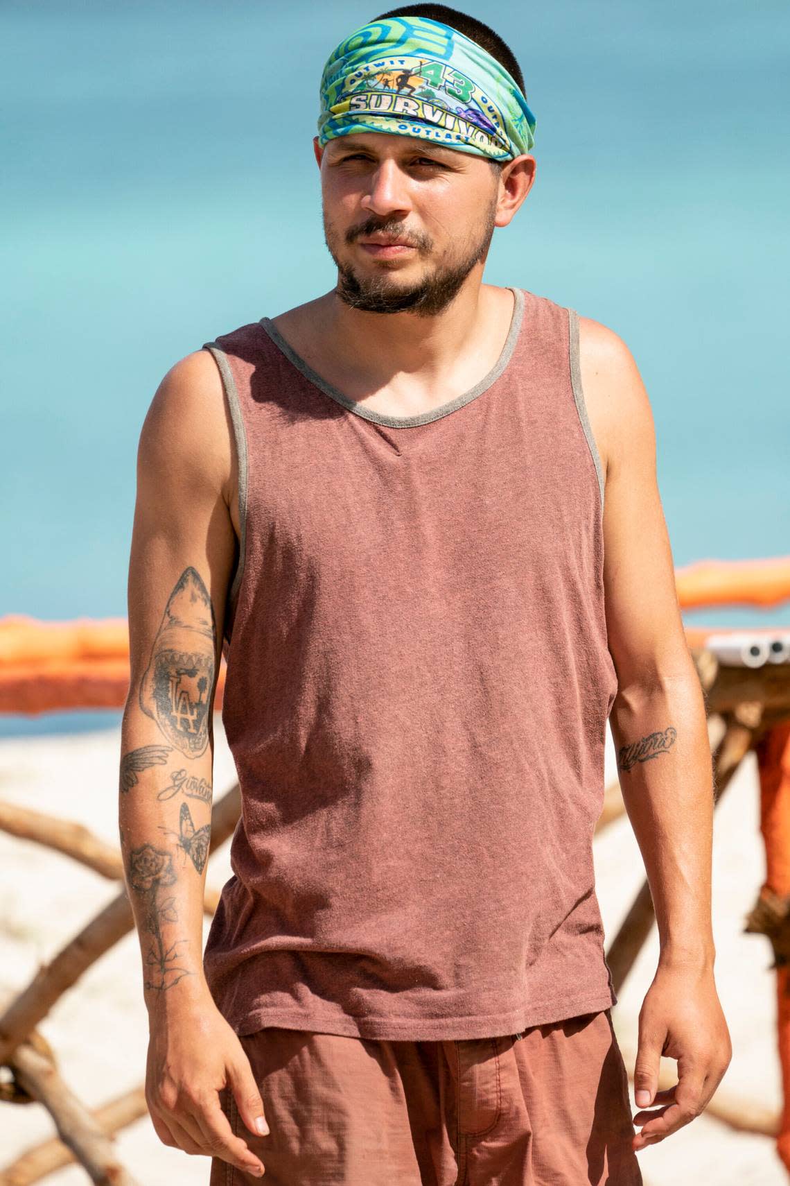 Jesse Lopez of Durham, N.C., appeared in CBS’s reality competition, “Survivor.” He’s pictured here on Day 16 on the Nov. 9, 2022 episode, after castaways and their tribes merged.