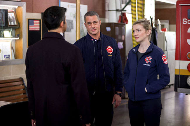 Taylor Kinney pictured in Chicago Fire scene January 2023