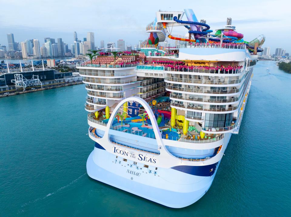 Royal Caribbean International's Icon of the Seas as it arrives in Miami