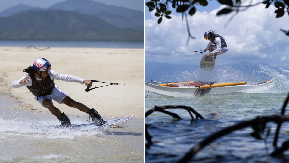 Raph Trinidad wakeboarding at Palawan Island.