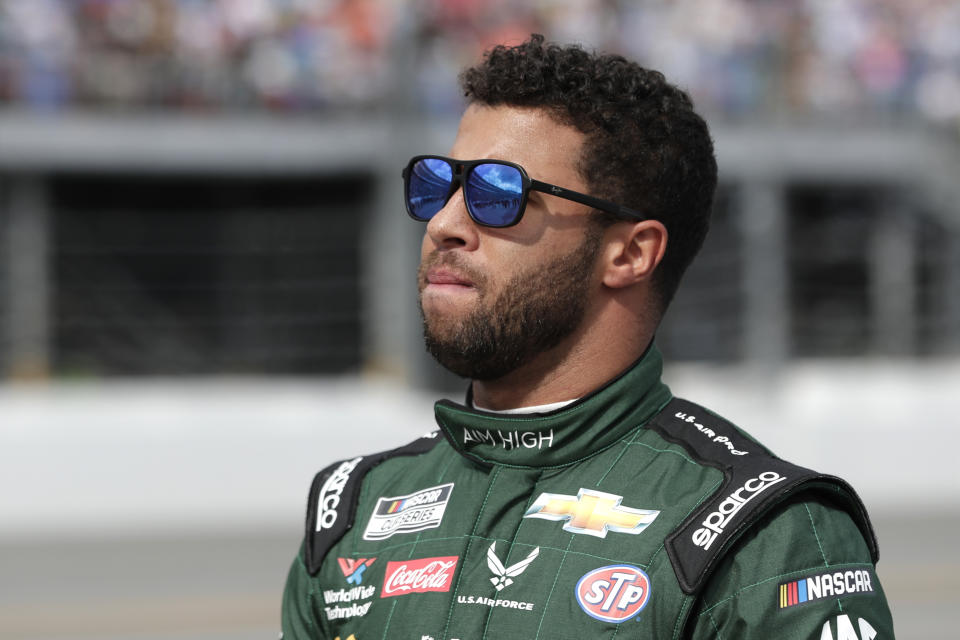 Bubba Wallace finished 21st at Atlanta, then appeared to faint during a post-race interview with Fox. (AP Photo/John Raoux)