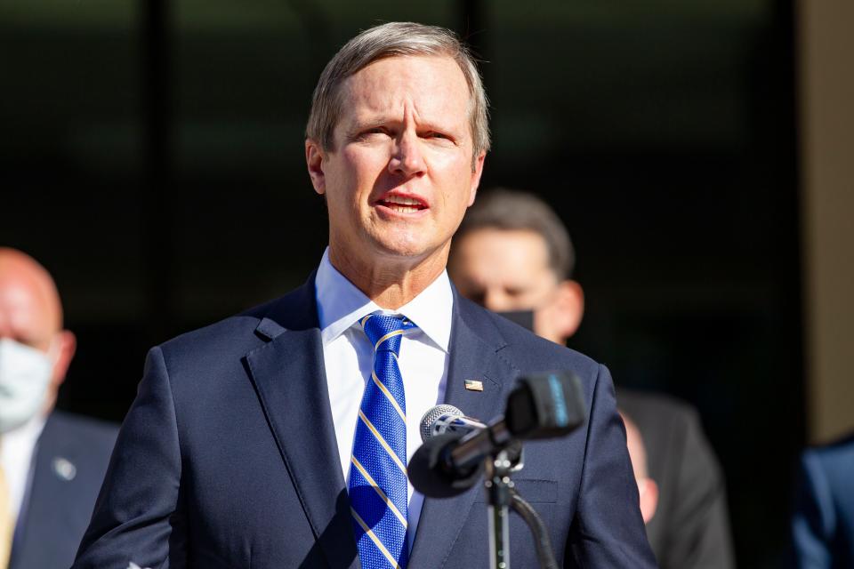 U.S. Attorney for the Northern District of Florida Larry Keefe  speaks at an Operation Stolen Innocence press conference at the Tallahassee Police Department on Tuesday, Nov. 17, 2020.