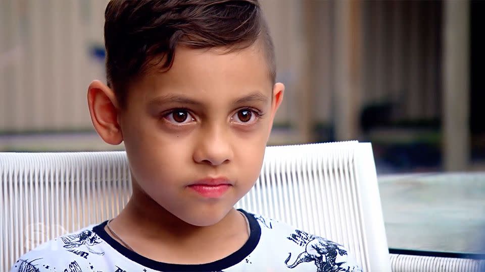 Kya, now seven, says his brother is his superhero. Source: Sunday Night