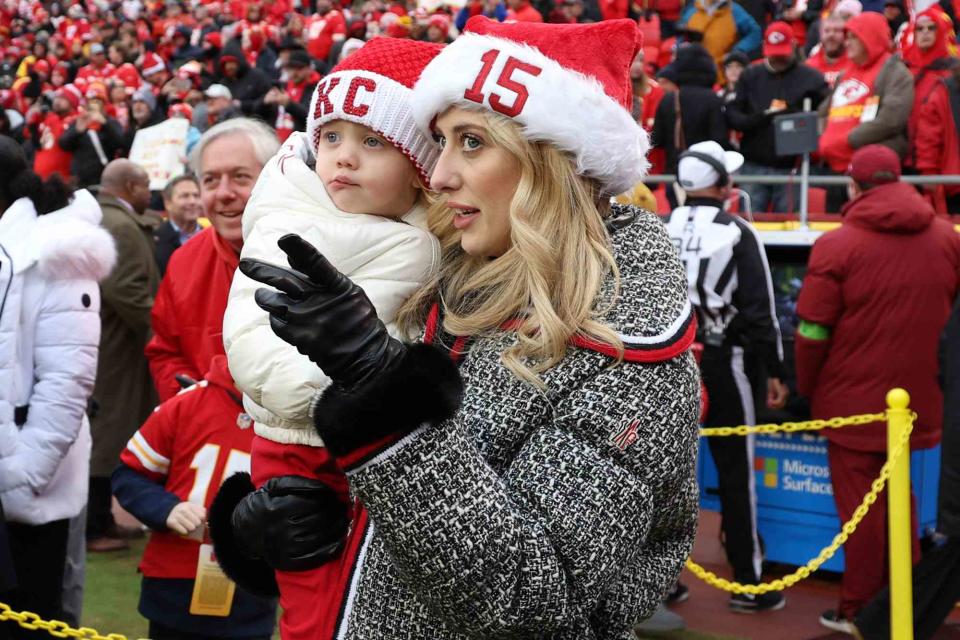 <p>Jamie Squire/Getty</p> Brittany Mahomes with her daughter Sterling