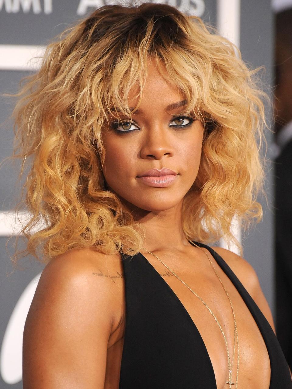 Rihanna arrives at The 54th Annual GRAMMY Awards at Staples Center on February 12, 2012 in Los Angeles, California