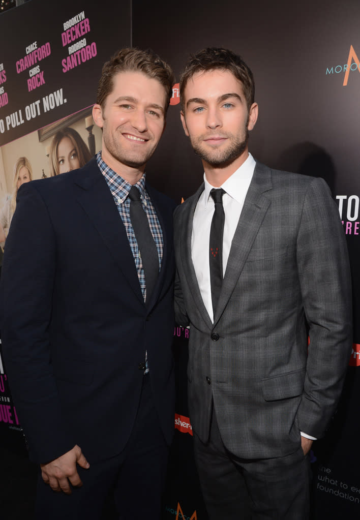 Matthew Morrison and Chace Crawford attend the Los Angeles premiere of "What to Expect When You're Expecting" on May 14, 2012.