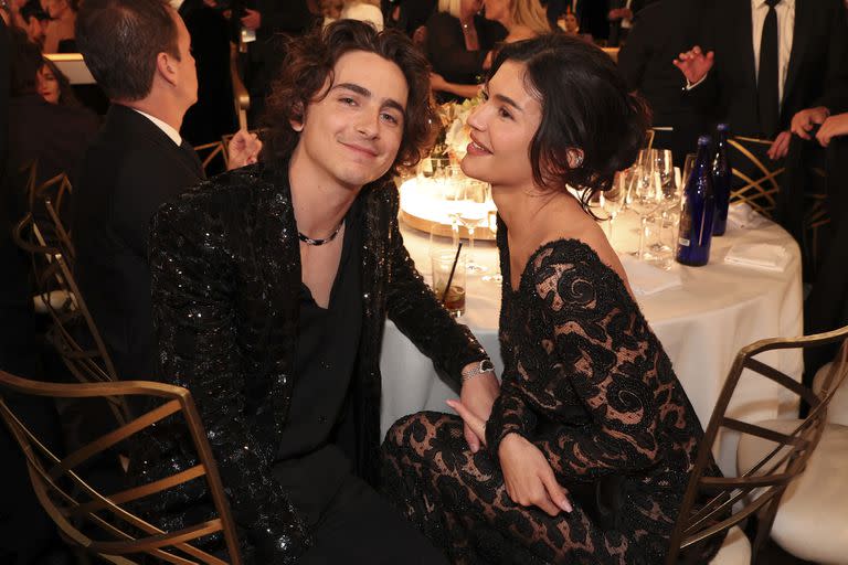 Timothée Chalamet y Kylie Jenner se mostraron enamoradísimos durante la noche