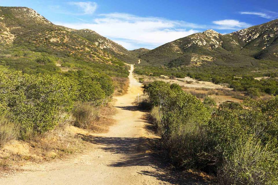 <p>Getty</p> Mountain Hiking Trail in San Diego County, California