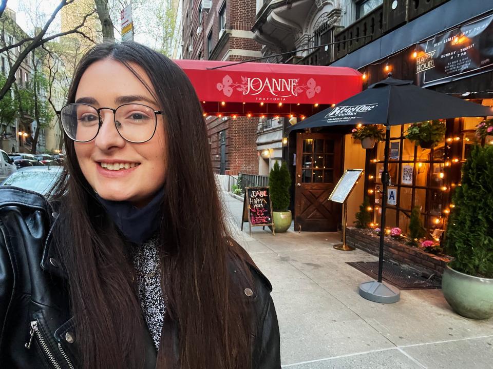 the author outside joanne trattoria