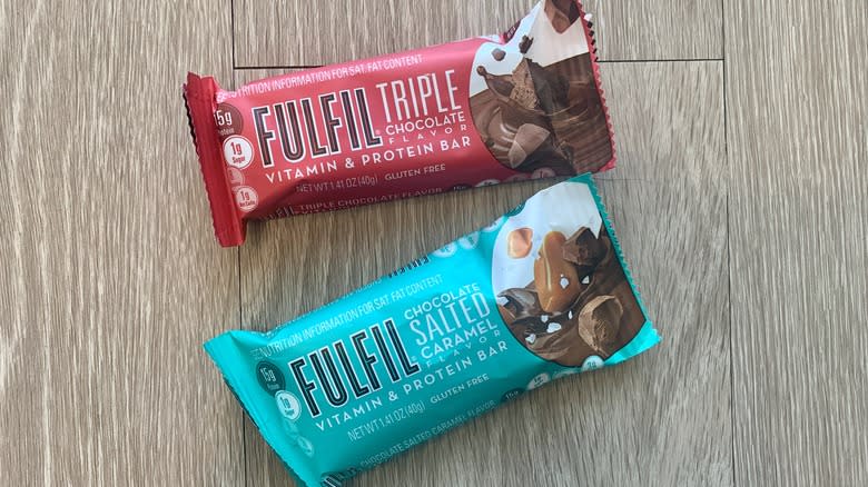 Fulfil protein bars on table