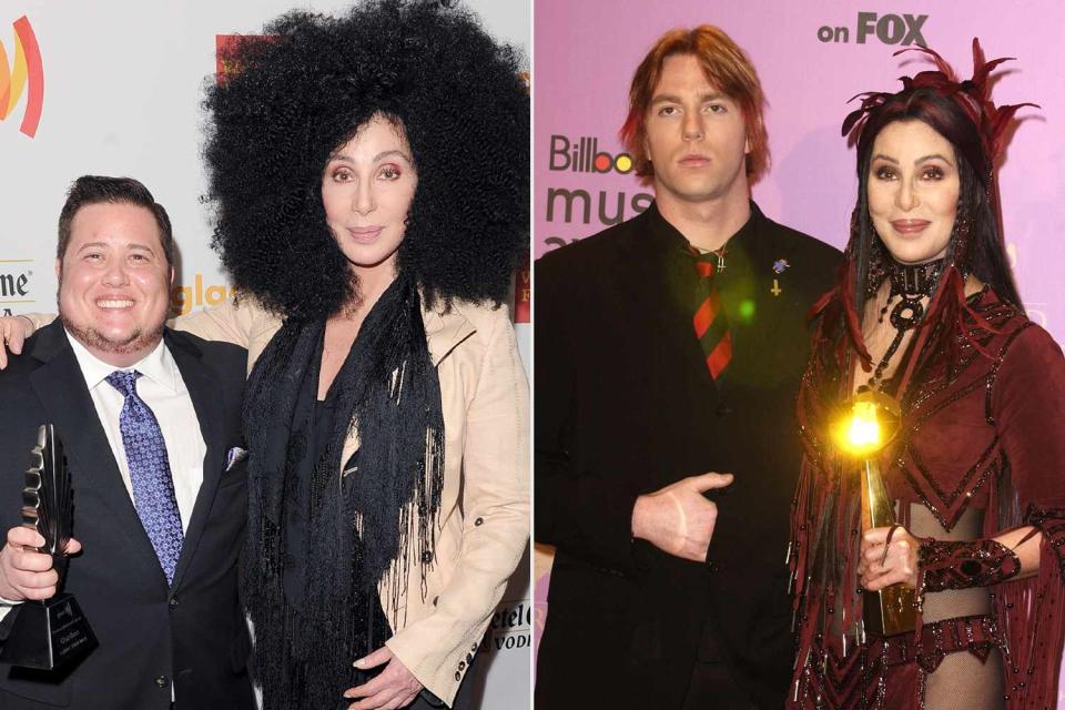 <p>Jason Merritt/Getty; SGranitz/WireImage</p> Chaz Bono and Cher; Elijah Blue and Cher