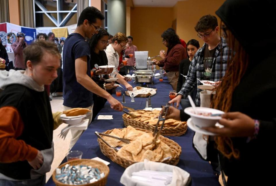 Penn State students and community members enjoy frybread and corn soup during the Indigenous Peoples Day Feast on Monday, Oct. 9, 2023 at the HUB Robeson Center on the Penn State campus. Abby Drey/adrey@centredaily.com