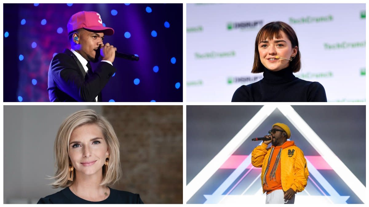 Haben in das Startup Dance investiert: Chance The Rapper, Maisie Williams, Lea-Sophie Cramer und Will.i.am (von links oben nach rechts unten)