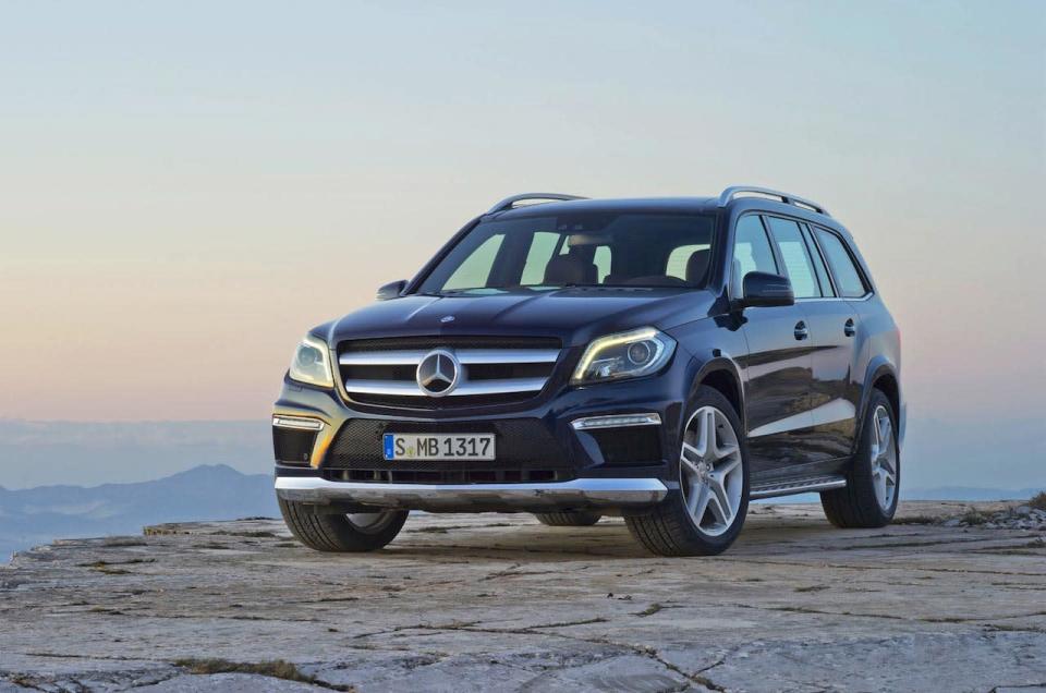 The new Mercedes-Benz GL class has been leaked ahead of the 2012 New York Auto Show. Adopting a design language similar to the square-ish headlight and grill seen in the new SL and SLK convertible, the GL class is more aggressively styled than its predecessor. Powertrain details have yet to be announced, but expect a Bluetec diesel version as well as a high-powered turbo.