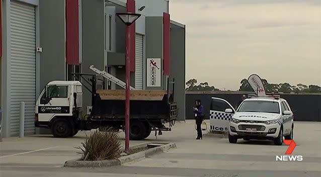 The man’s truck was parked at the back of the factory with his keys, wallet and phone still inside. Picture: 7 News