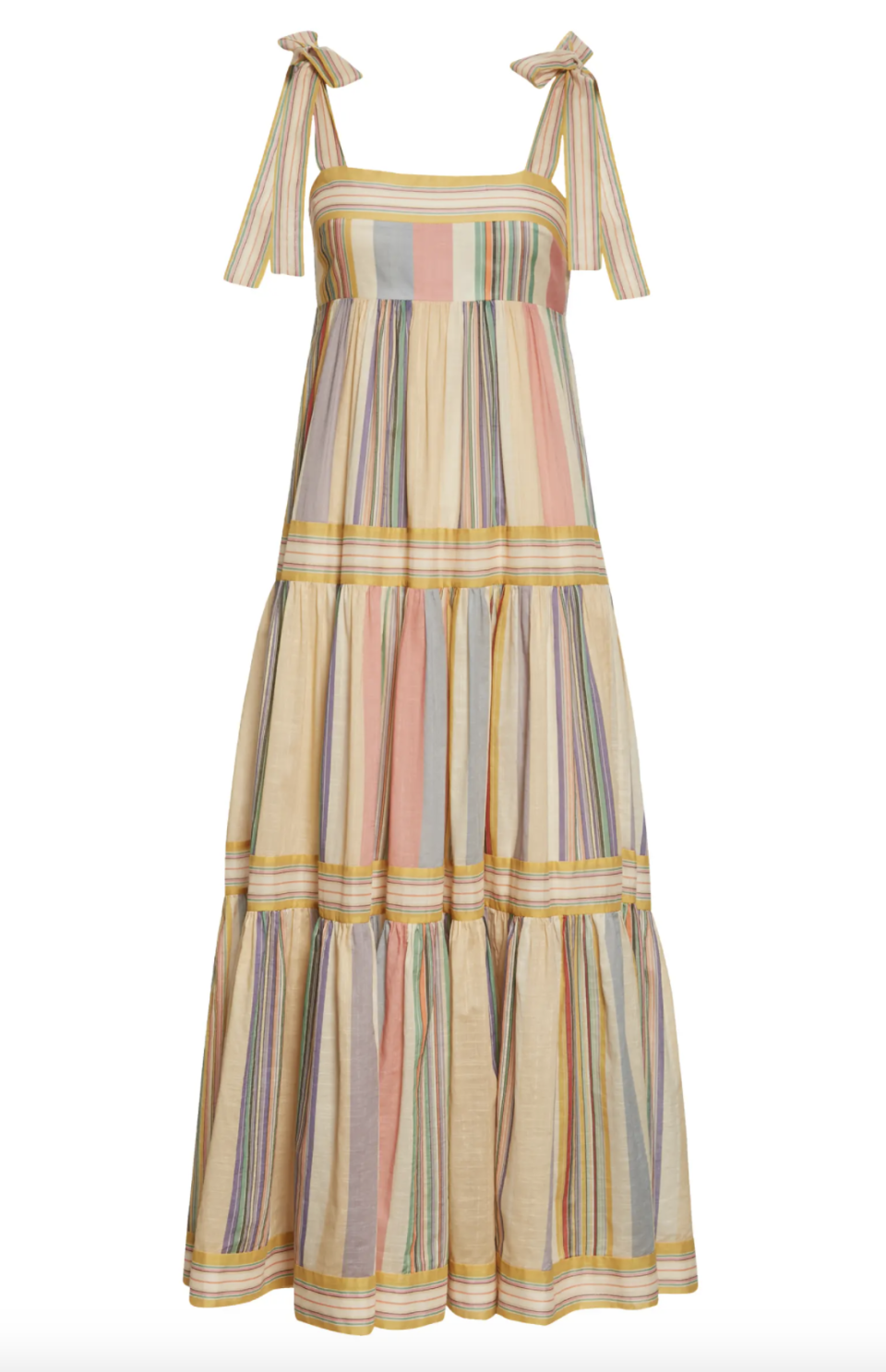 Mae Stripe Tiered Midi Sundress