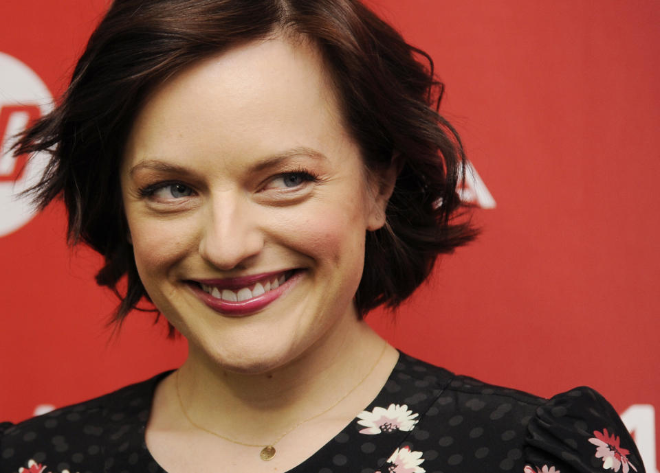 Elisabeth Moss, a cast member in "The One I Love," poses at the premiere of the film at the 2014 Sundance Film Festival, Tuesday, Jan. 21, 2014, in Park City, Utah. (Photo by Chris Pizzello/Invision/AP)