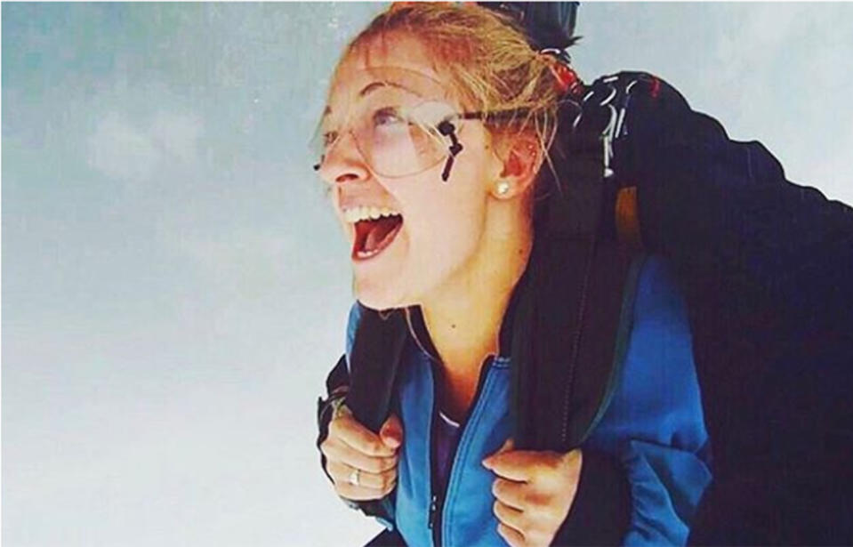 Emma Carey has returned to Europe after suffering a horrific skydiving injury which left her incontinent. Source: Instagram/Emma Carey