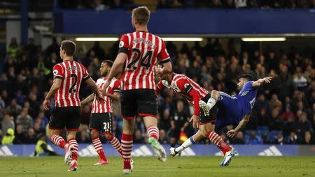 Britain Football Soccer - Chelsea v Southampton - Premier League - Stamford Bridge - 25/4/17 Chelsea's Diego Costa scores their fourth goal Action Images via Reuters / John Sibley Livepic