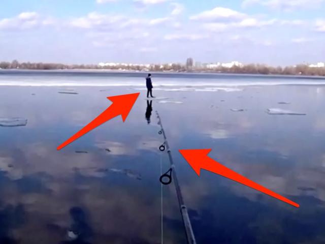 A man used a fishing pole to rescue an 11-year-old floating away on ice in  Ukraine