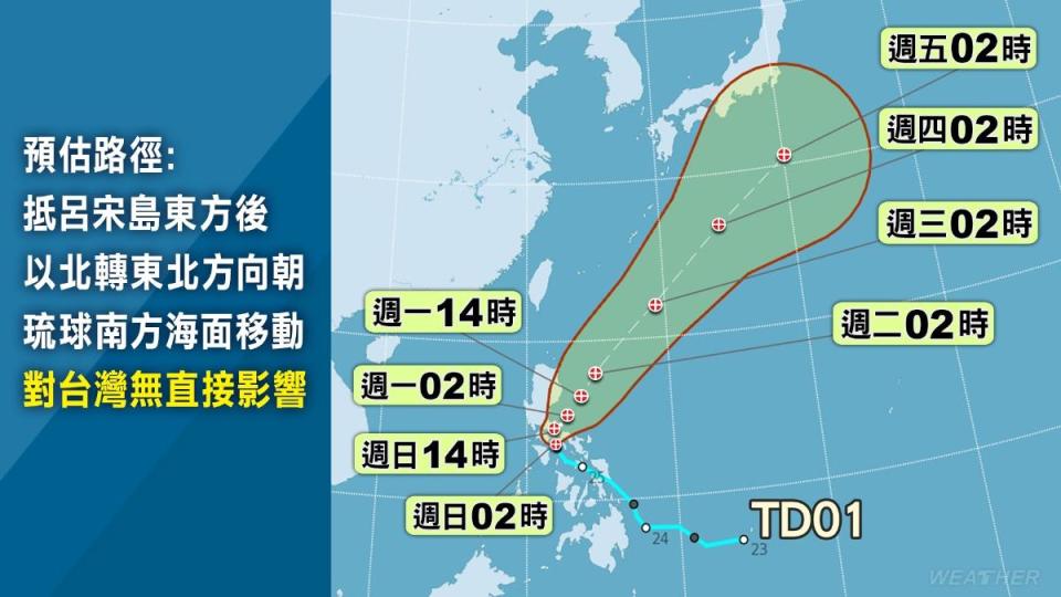 颱風艾維尼預估路徑。（圖／TVBS）