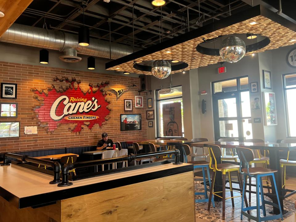 Interior of Raising Cane's with logo