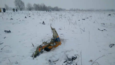 A view shows a scene where a short-haul regional Antonov AN-148 crashed after taking off from Moscow's Domodedovo airport, outside Moscow, Russia February 11, 2018. REUTERS/Stringer