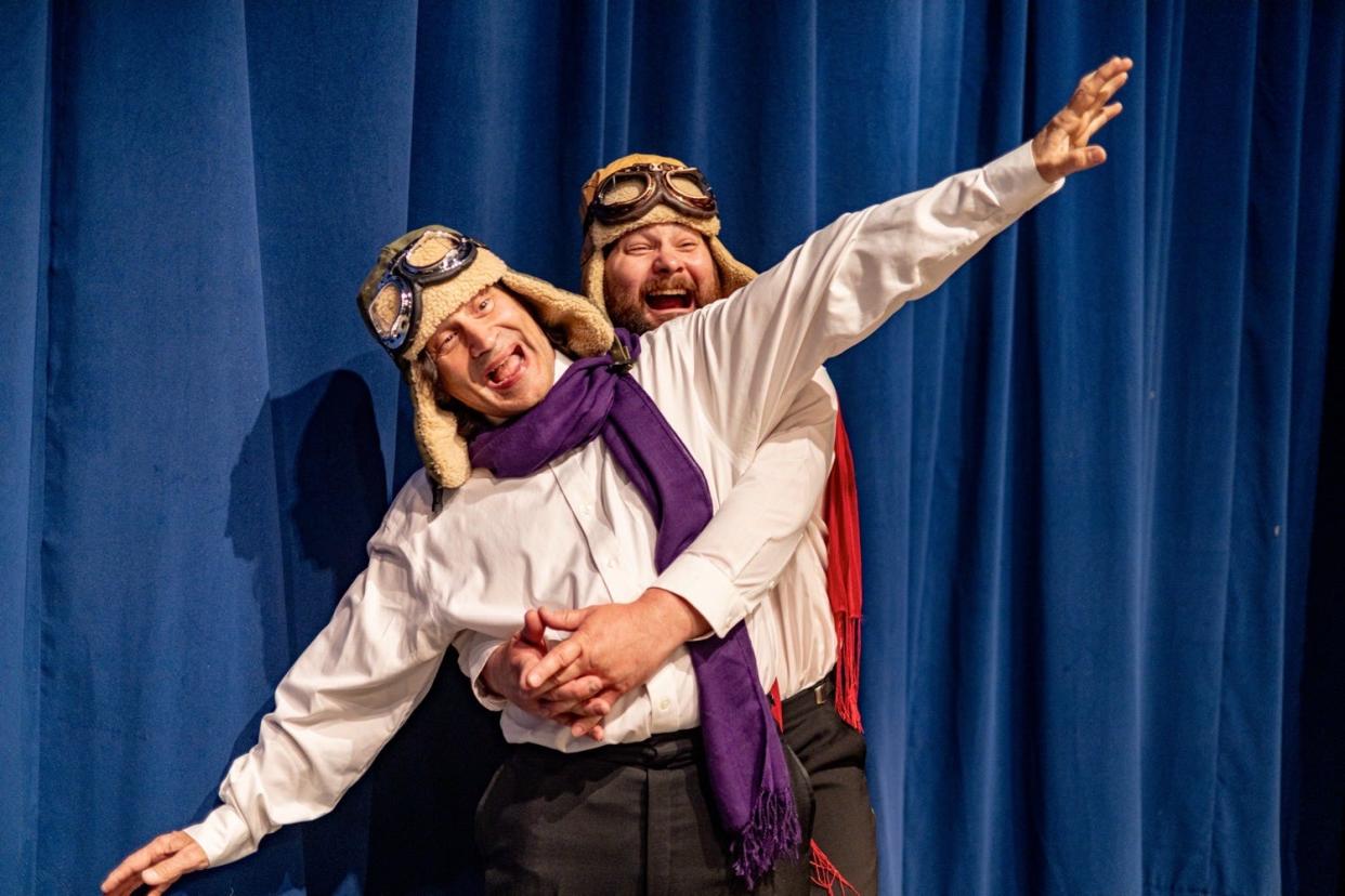 Vincent Bilancio, front, and Craig Knight appear in a scene from Elkhart Civic Theatre’s production of "The 39 Steps," which opens May 17 and continues through May 25, 2024, at the Bristol Opera House.