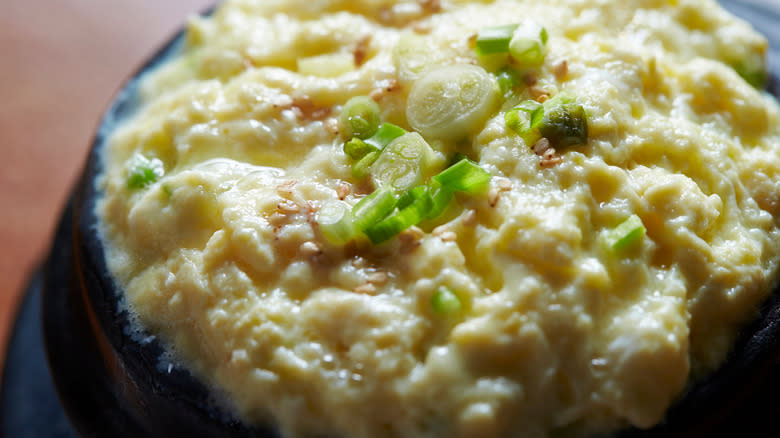 Korean steamed eggs with onions