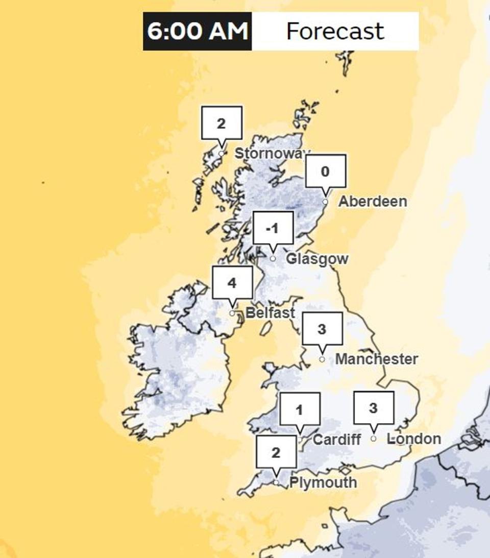 It will be a freezing start to the week on Monday morning, and temperatures could fall even further (Met Office weather)