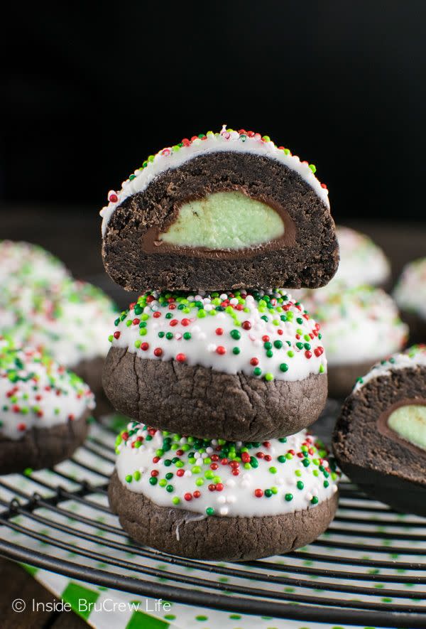 Chocolate Mint Truffle Snowball Cookies