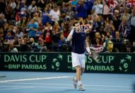 Tennis - Great Britain v Japan - Davis Cup World Group First Round - Barclaycard Arena, Birmingham - 6/3/16 Great Britain's Andy Murray celebrates during his match against Japan's Kei Nishikori Action Images via Reuters / Andrew Boyers Livepic EDITORIAL USE ONLY.