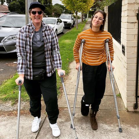 <p>Hannah Gadsby Instagram</p> Hannah Gadsby and wife Jenney Shamash.