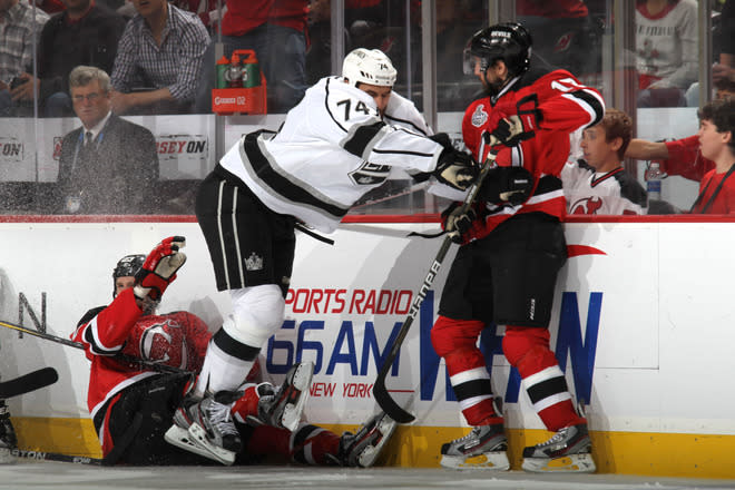  Dwight King #74 Of The Los Angeles Kings Makes Getty Images