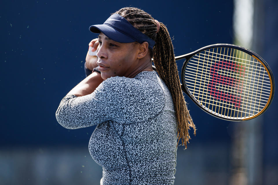 Serena Williams, pictured here practicing before her first match at the Cincinnati Masters.