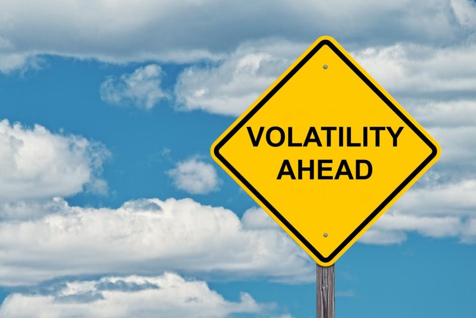 A road sign that read volatility ahead.