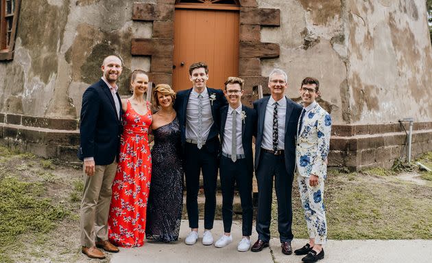 The Beischel Family: Brandon Casey (Beth's husband), Beth, me, Hans, Luke, Joe (my husband) and Will at Hans and Luke's wedding (Photo: Courtesy of Bird and Rose Photography)
