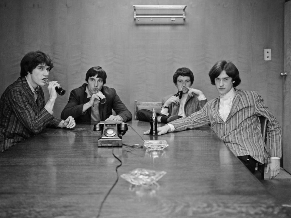 The Kinks in 1964: (l-r) Singer Ray Davies, drummer Mick Avory, bass player Pete Quaife and guitarist Dave Davies (Evening Standard/Hulton Archive/Getty Images)